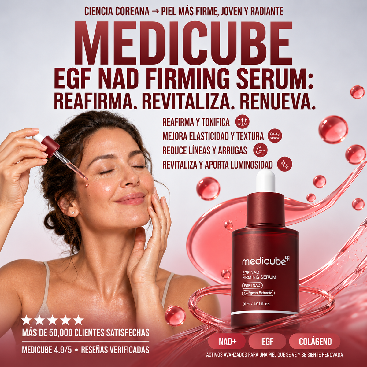 ✨ Medicube NAD+ EGF + Colágeno – Sérum Reafirmante 💧 con Efecto Relleno, Firmeza y Luminosidad ✨ | 30 ml