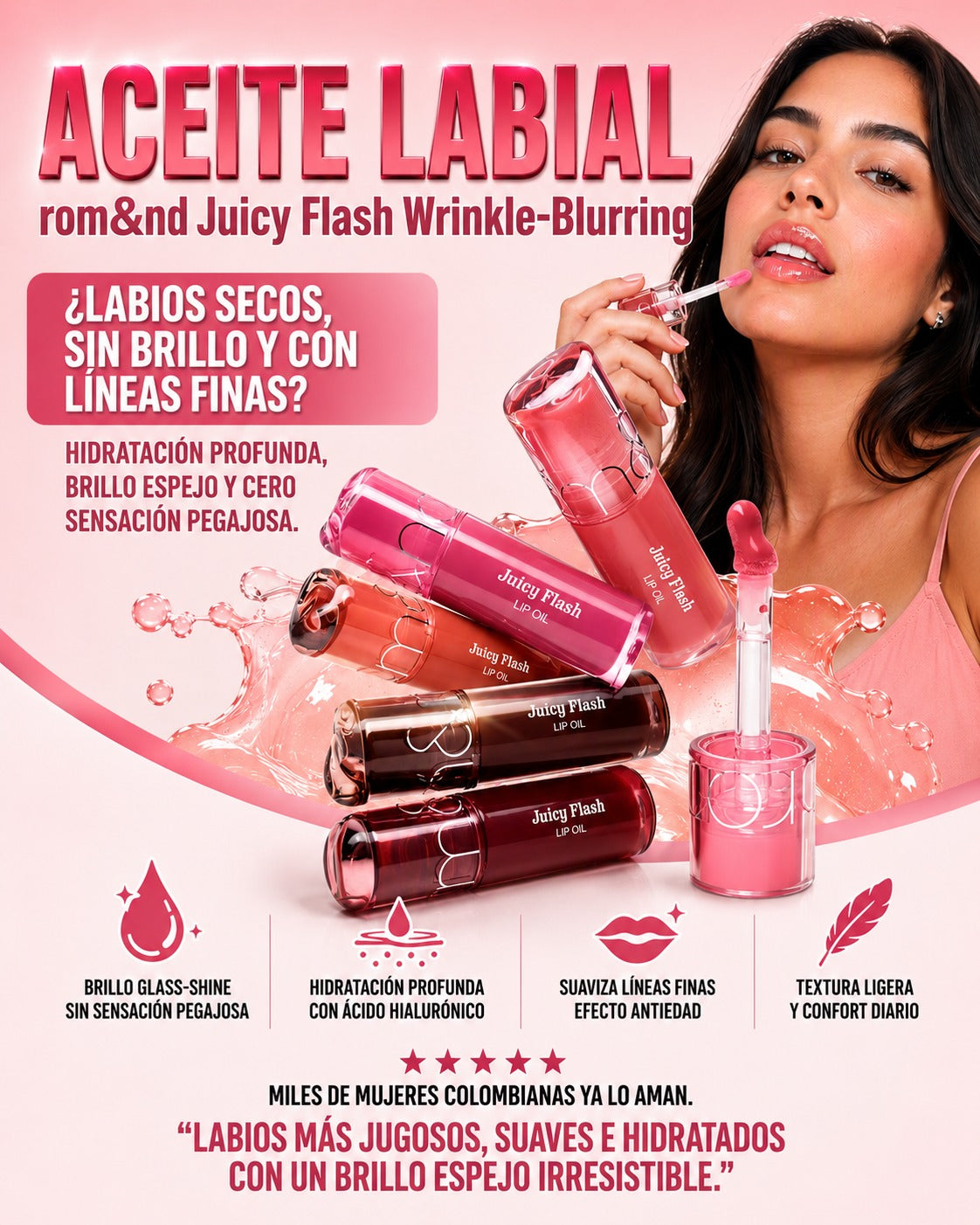 💄Aceite labial😍 rom&nd Juicy Flash Wrinkle-Blurring🩷